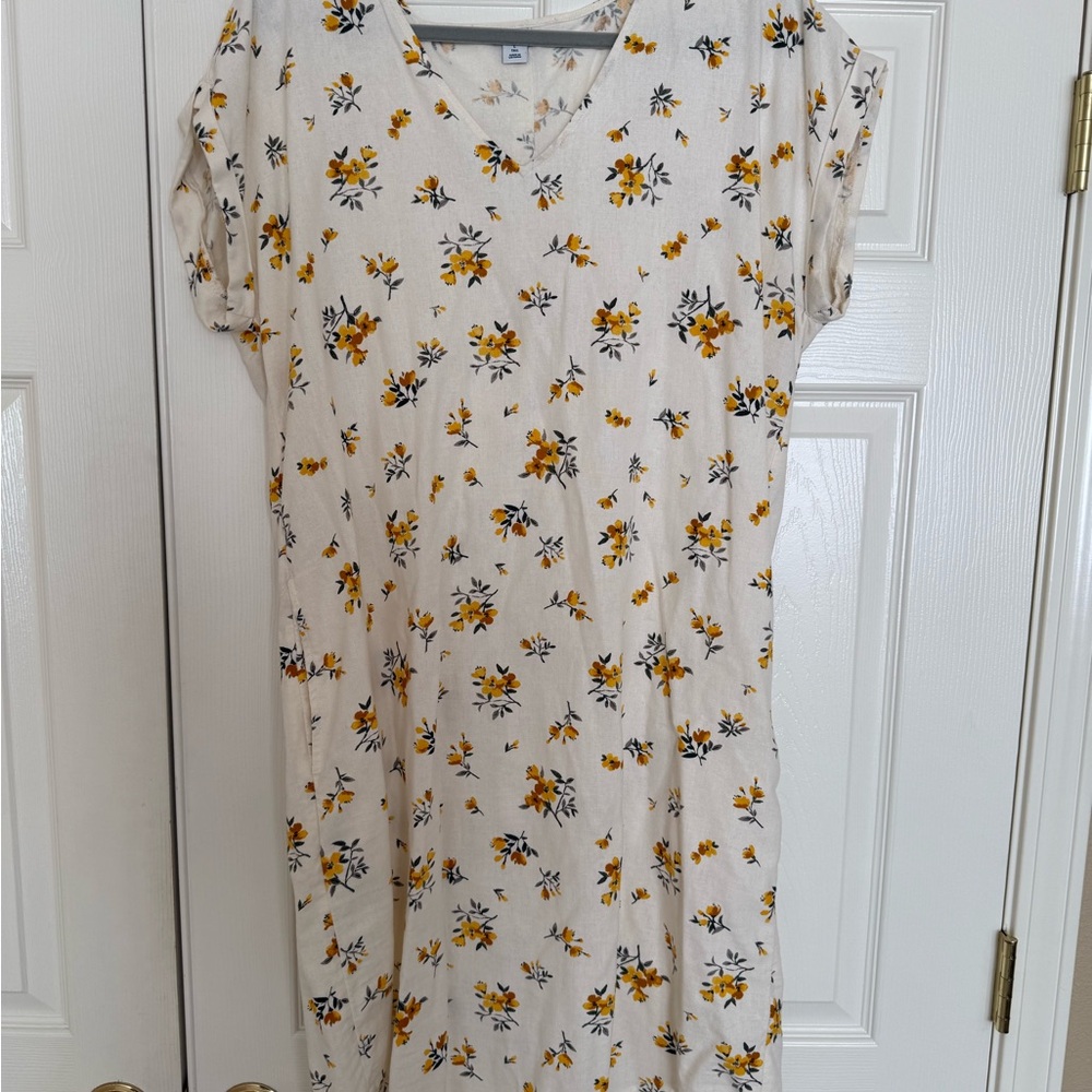 Old Navy Yellow and Brown Flutter Sleeve Sundress